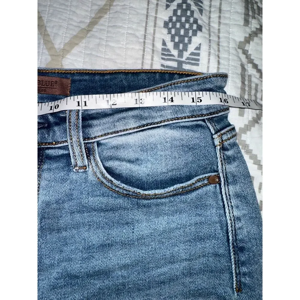Judy Blue Womens Large Light Wash Denim Cutoff Shorts Raw Hem Stretch Mid Rise